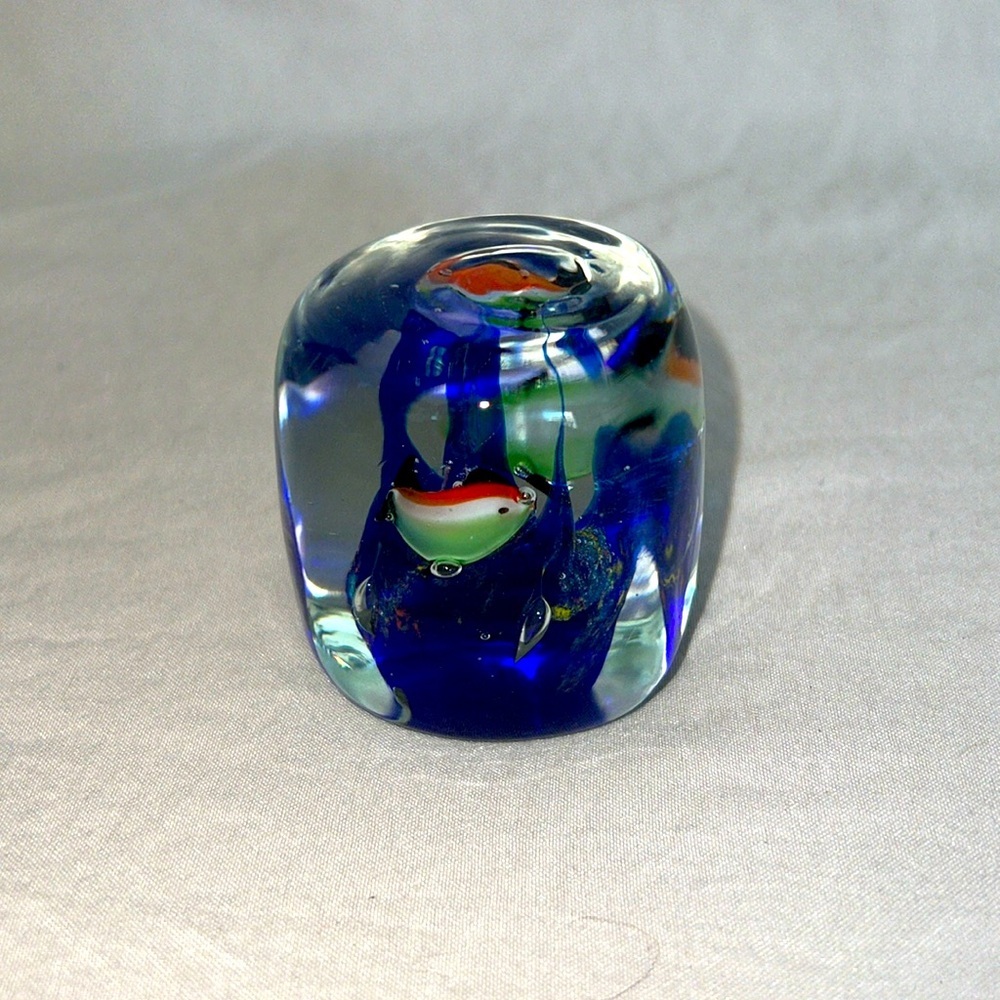 Art Glass Aquarium Scene Paperweight